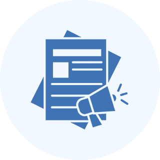 Press release document with megaphone icon